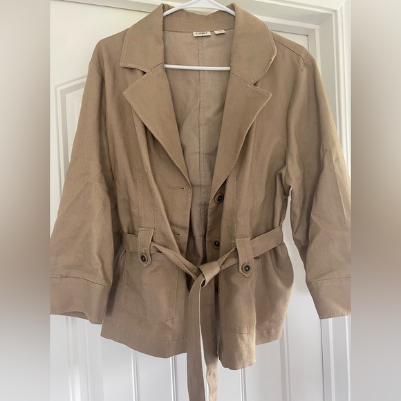 CATO women’s size XL khaki chelsea blazer jacket | button - tie up collared - Picture 3 of 11